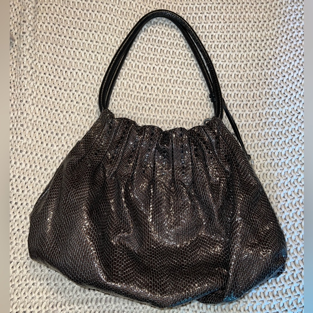 Brighton Breelan Python Snake Embossed Leather Hobo Bag - Picture 12 of 16